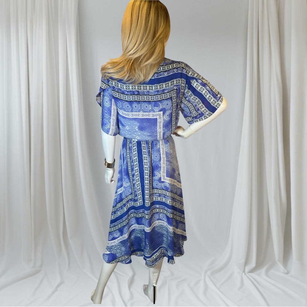 Parker Dominica Olympos Blue Faux Wrap Dress - Picture 5 of 12